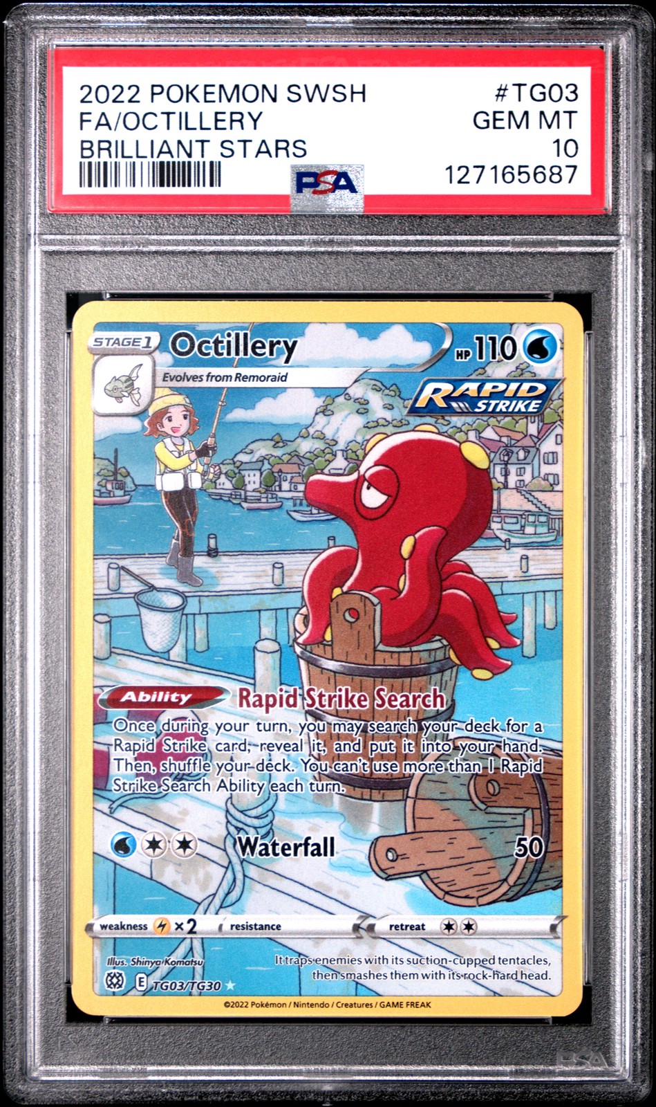 2022 POKEMON SWORD & SHIELD BRILLIANT STARS #TG03 FULL ART/OCTILLERY PSA 10 - Image 1