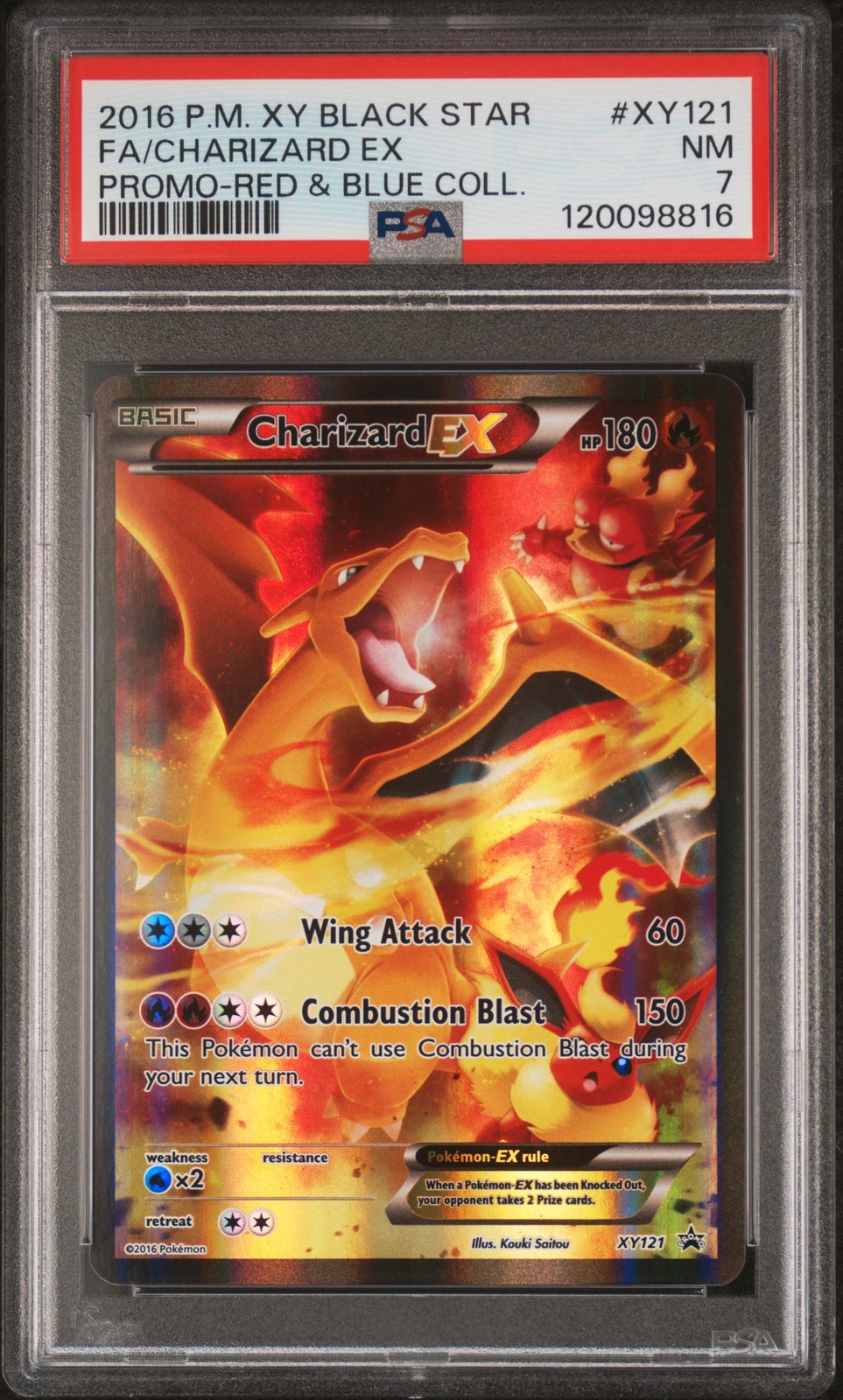 2016 POKEMON XY BLACK STAR PROMO RED & BLUE COLL FULL ART/CHARIZARD EX PSA 7