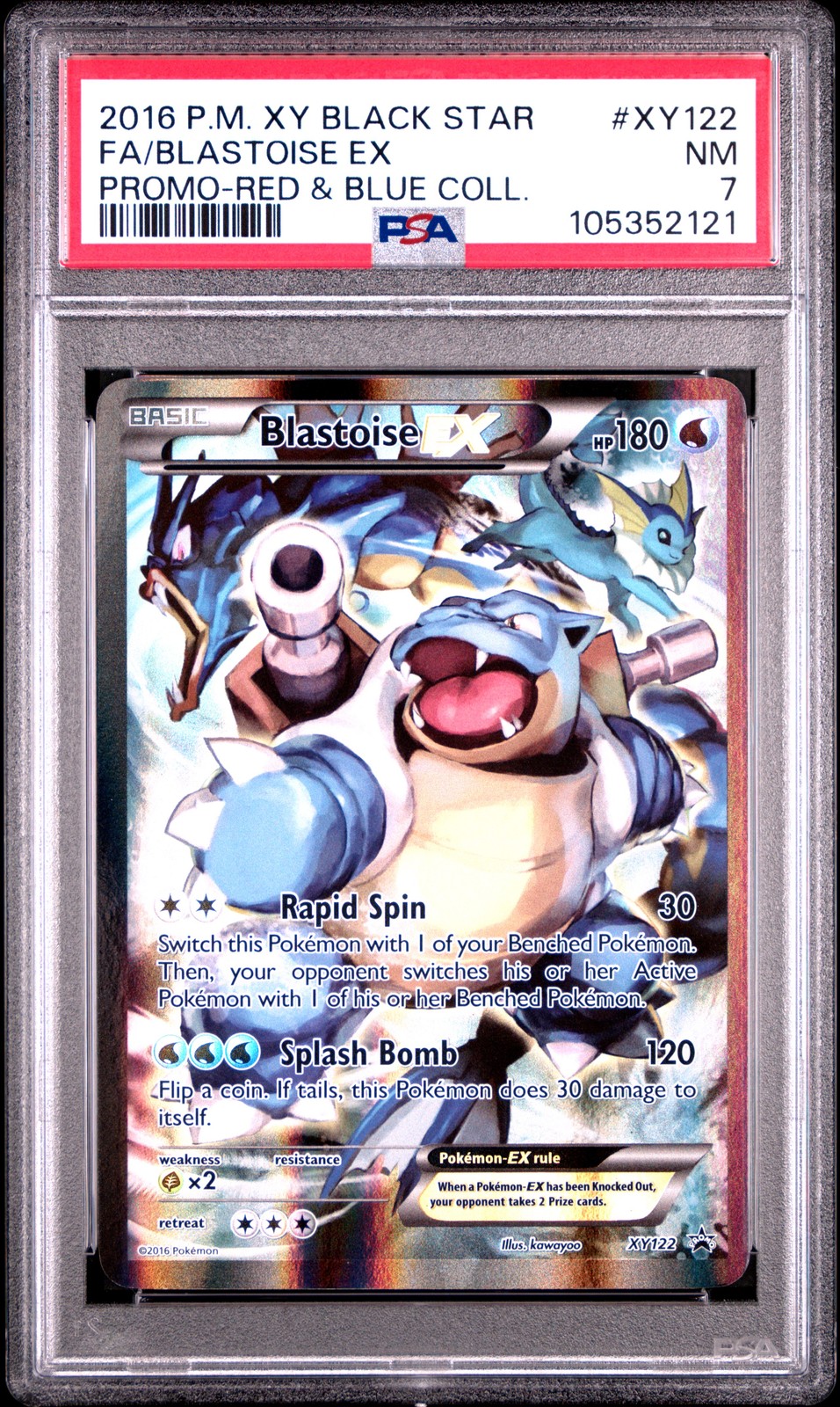 2016 POKEMON XY BLACK STAR PROMO RED & BLUE COLL FULL ART/BLASTOISE EX PSA 7
