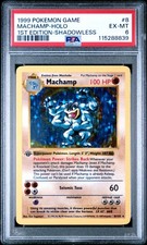 1999 POKEMON GAME 1ST ED-SHADOWLESS #8 MACHAMP-HOLO PSA 6 - Image 2