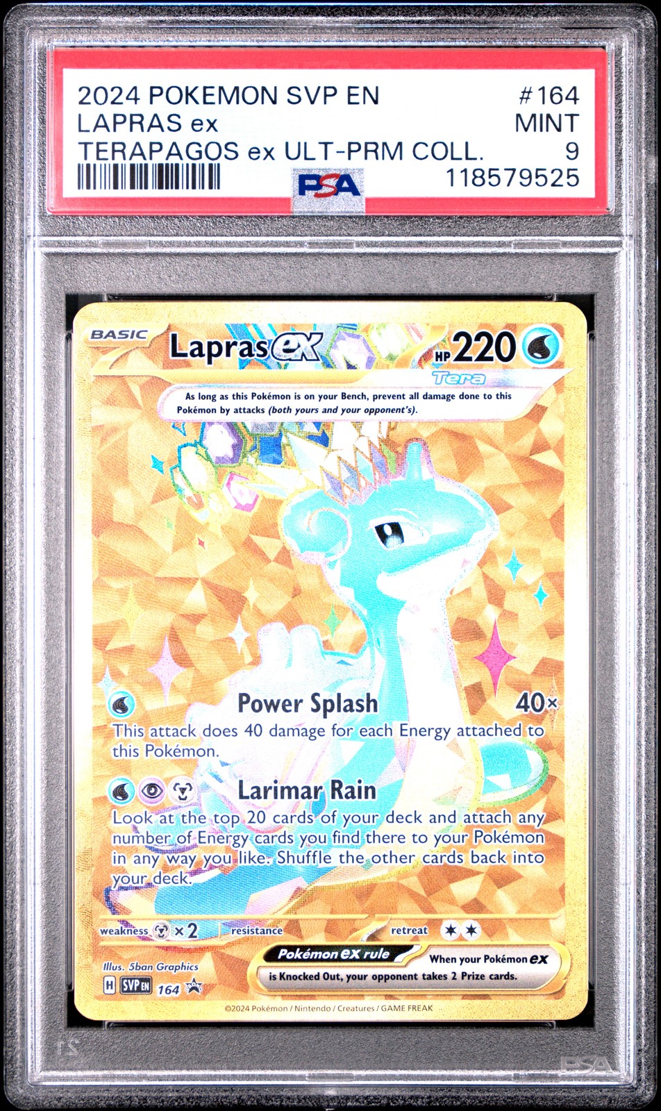 2024 POKEMON SVP EN-SV BLACK STAR PROMO #164 LAPRAS EX PSA 9