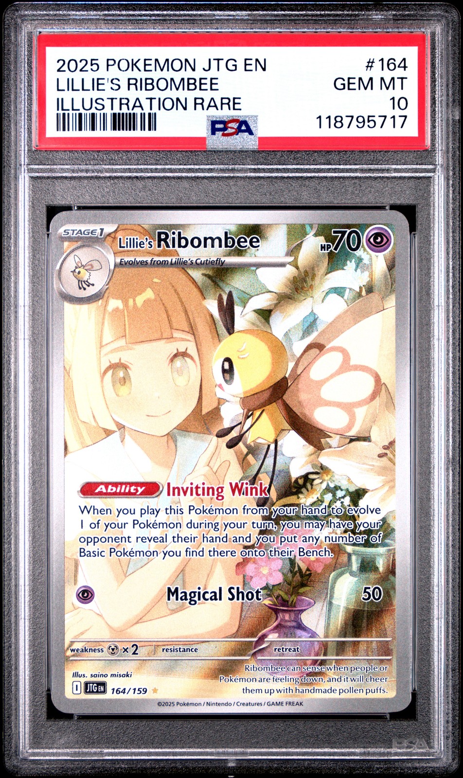 2025 POKEMON JTG EN-JOURNEY TOGETHER ILLUSTRATION RARE LILLIE'S RIBOMBEE PSA 10 - Image 1
