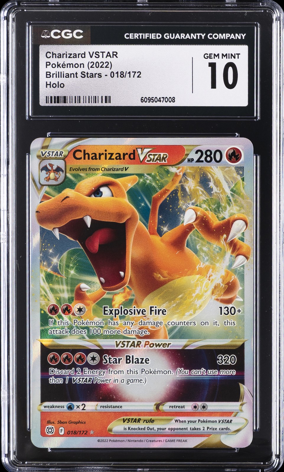2022 POKEMON SWORD & SHIELD BRILLIANT STARS #018 CHARIZARD VSTAR CGC 10 GEM MINT