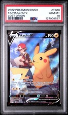 2022 POKEMON SWORD & SHIELD LOST ORIGIN #TG16 FULL ART/PIKACHU V PSA 10 - Image 2