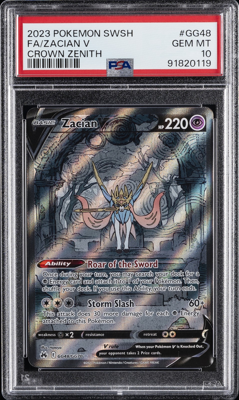 2023 POKEMON SWORD & SHIELD CROWN ZENITH #GG48 FULL ART/ZACIAN V PSA 10 - Image 1