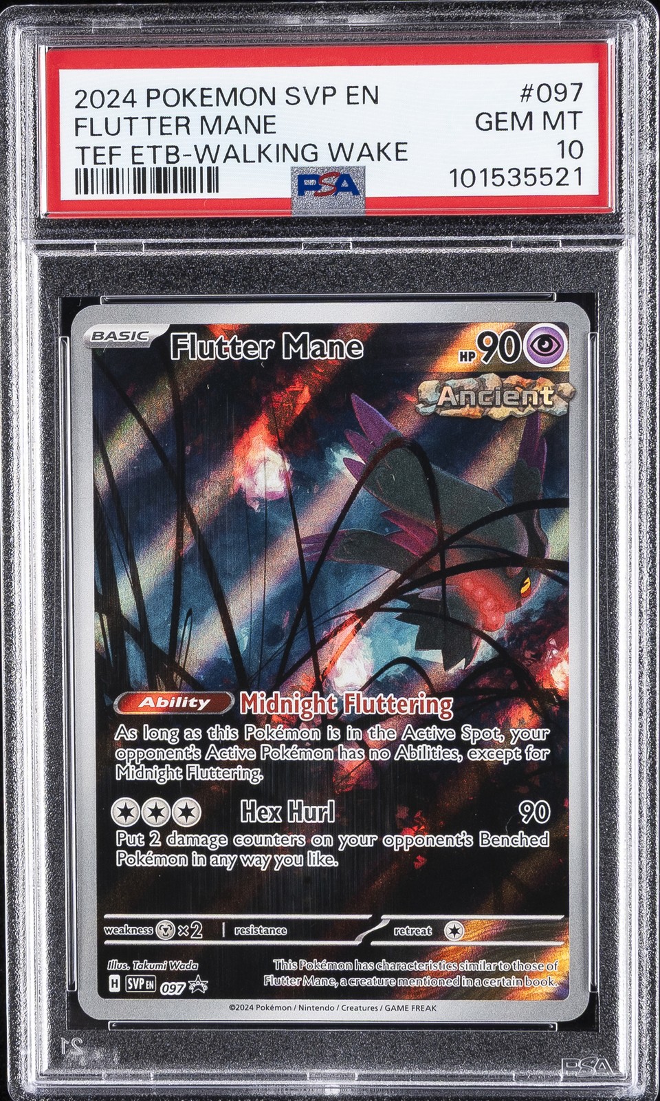 2024 POKEMON SVP EN-SV BLACK STAR PROMO #097 FLUTTER MANE PSA 10 - Image 1