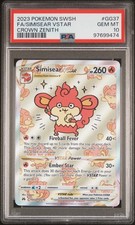 2023 POKEMON SWORD & SHIELD CROWN ZENITH #GG37 FULL ART/SIMISEAR VSTAR PSA 10 - Image 2