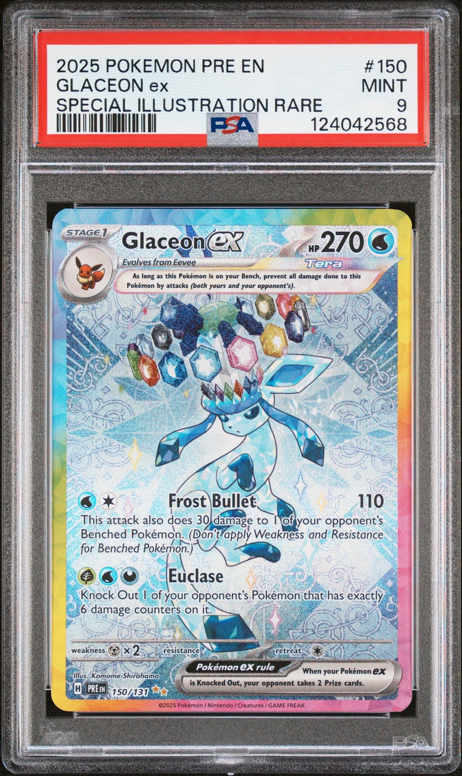 2025 POKEMON PRE EN-PRISMATIC EVOLUTIONS #150 GLACEON EX PSA 9 - Image 1