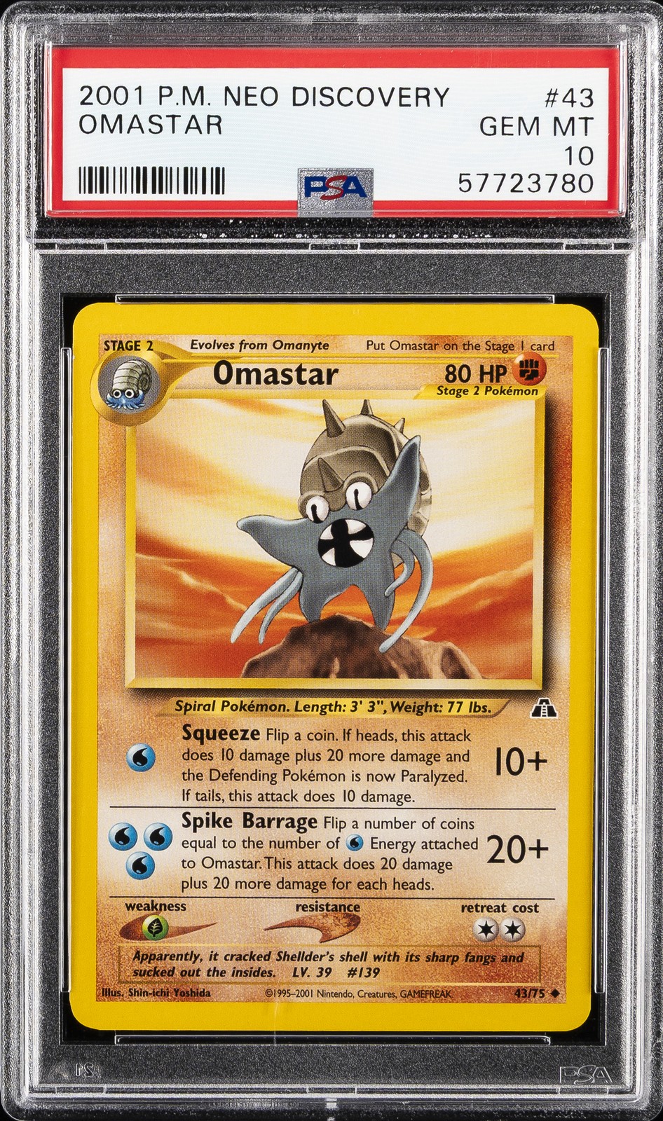 2001 POKEMON NEO DISCOVERY #43 OMASTAR PSA 10 - Image 1