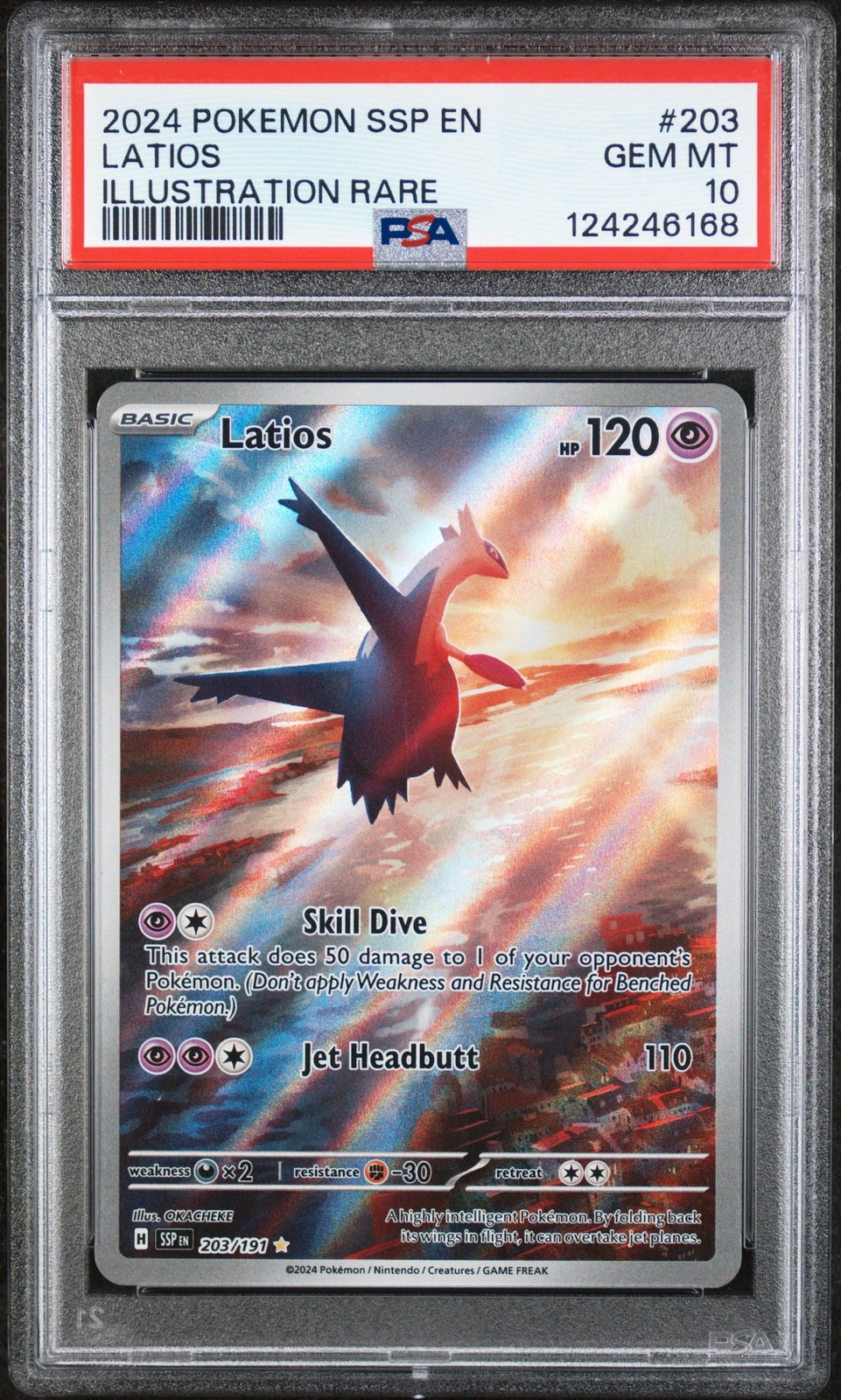 2024 POKEMON SSP EN-SURGING SPARKS ILLUSTRATION RARE #203 LATIOS PSA 10 - Image 1