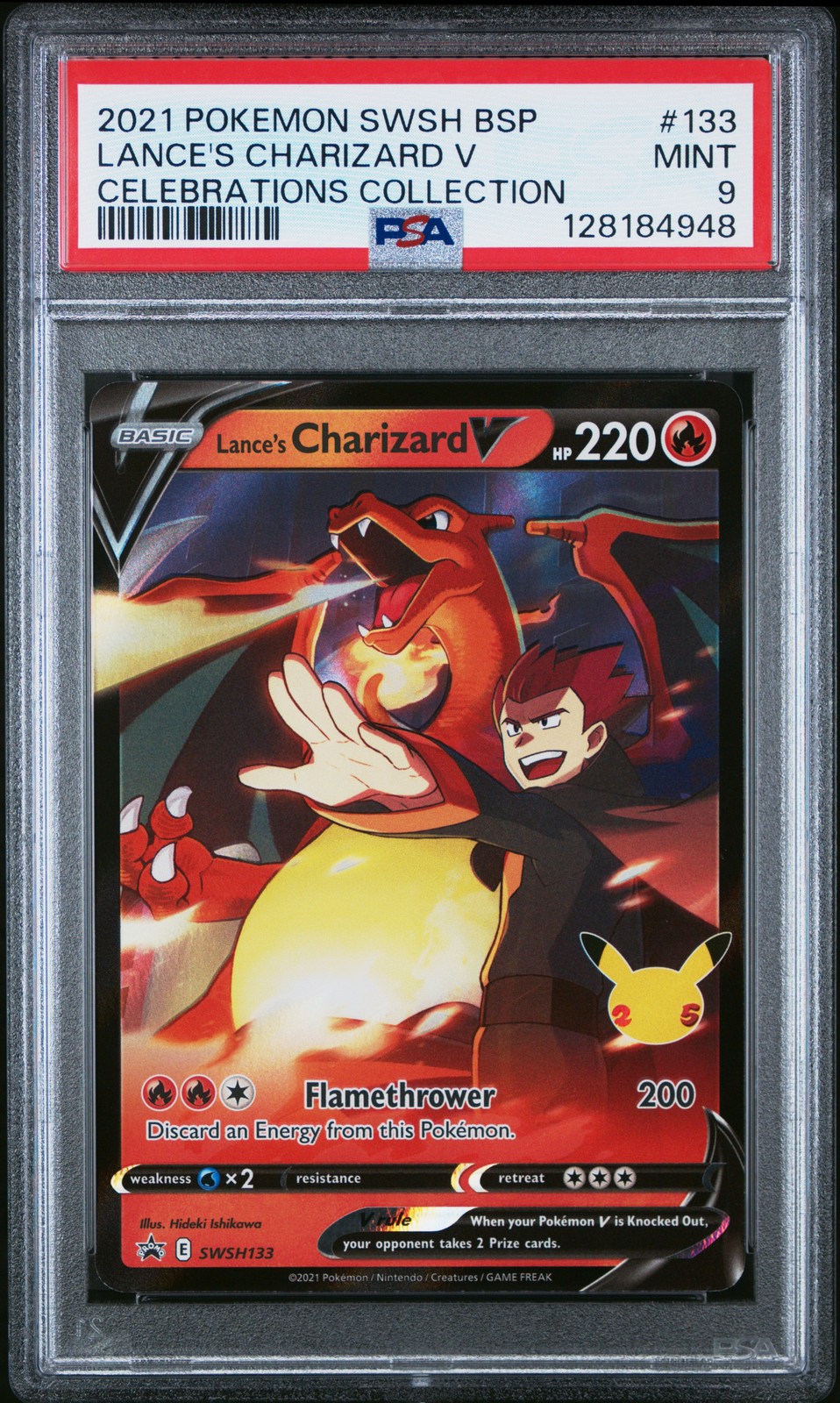2021 POKEMON SWSH BLACK STAR PROMO CELEBRATIONS COLL LANCE'S CHARIZARD V PSA 9