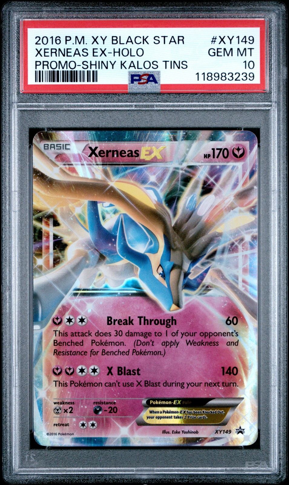 2016 POKEMON XY BLACK STAR PROMO SHINY KALOS TINS #XY149 XERNEAS EX-HOLO PSA 10 - Image 1