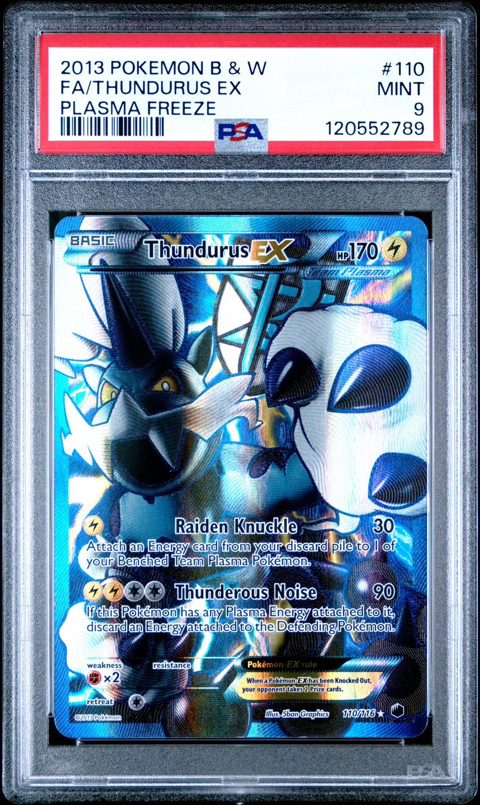 2013 POKEMON BLACK & WHITE PLASMA FREEZE #110 FULL ART/THUNDURUS EX PSA 9