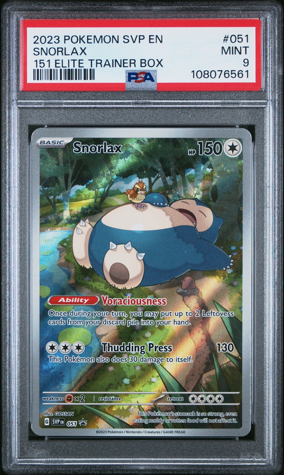 2023 POKEMON SVP EN-SV BLACK STAR PROMO 151 ELITE TRAINER BOX #051 SNORLAX PSA 9