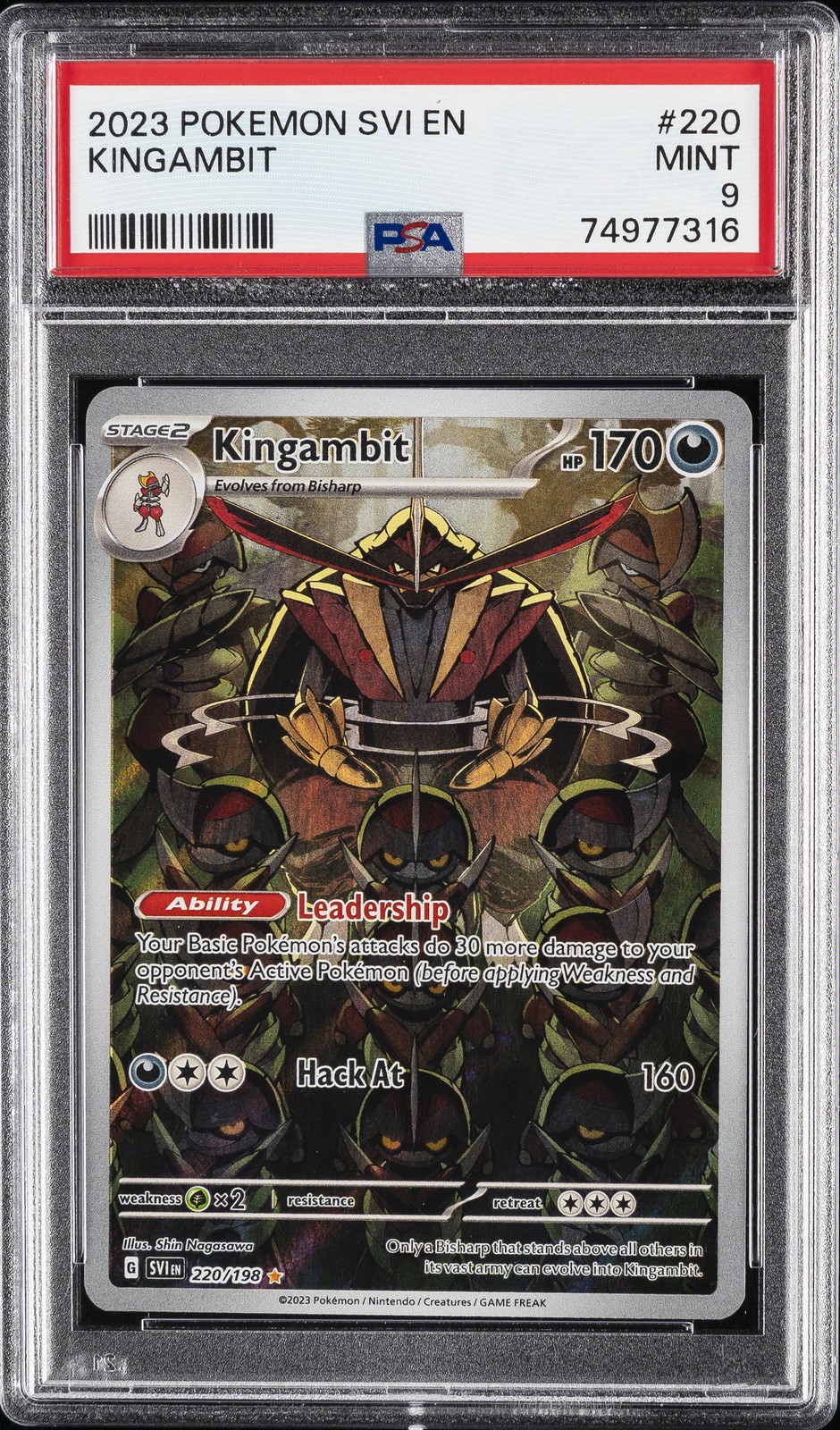 2023 POKEMON SVI EN-SCARLET & VIOLET ILLUSTRATION RARE #220 KINGAMBIT PSA 9
