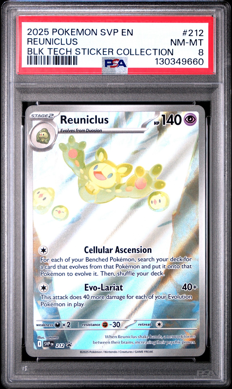 2025 POKEMON SVP EN-SV BLACK STAR PROMO #212 REUNICLUS PSA 8