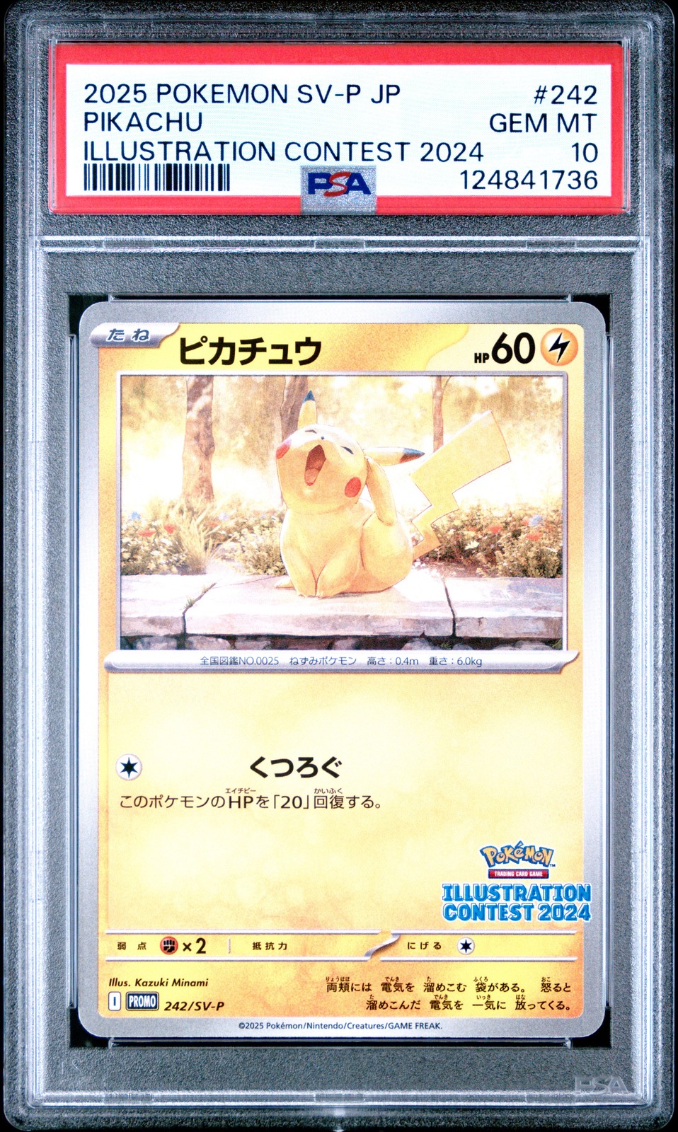 2025 POKEMON JPN SV-P PROMO ILLUSTRATION CONTEST 2024 #242 PIKACHU PSA 10