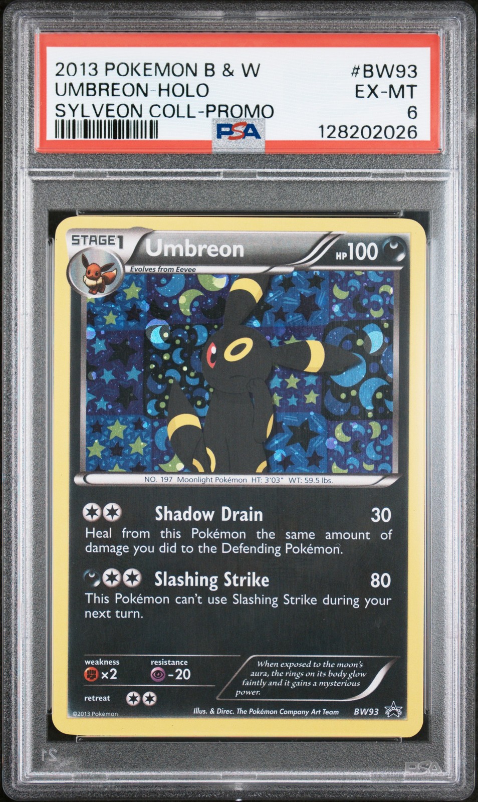 2013 POKEMON B&W PROMO SYLVEON COLL #BW93 UMBREON-HOLO PSA 6 - Image 1