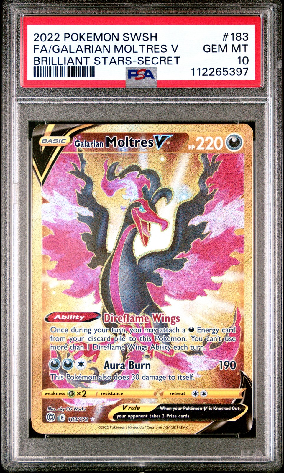 2022 POKEMON SWORD & SHIELD BRILLIANT STARS FULL ART/GALARIAN MOLTRES V PSA 10 - Image 1