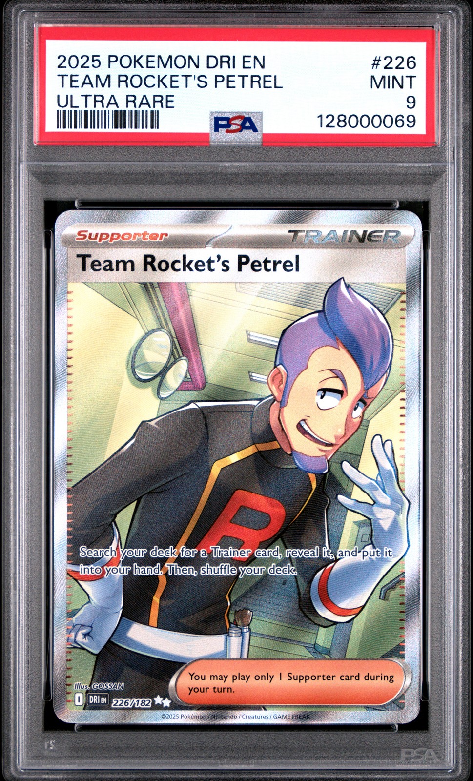 2025 POKEMON DRI EN-DESTINED RIVALS ULTRA RARE #226 TEAM ROCKET'S PETREL PSA 9