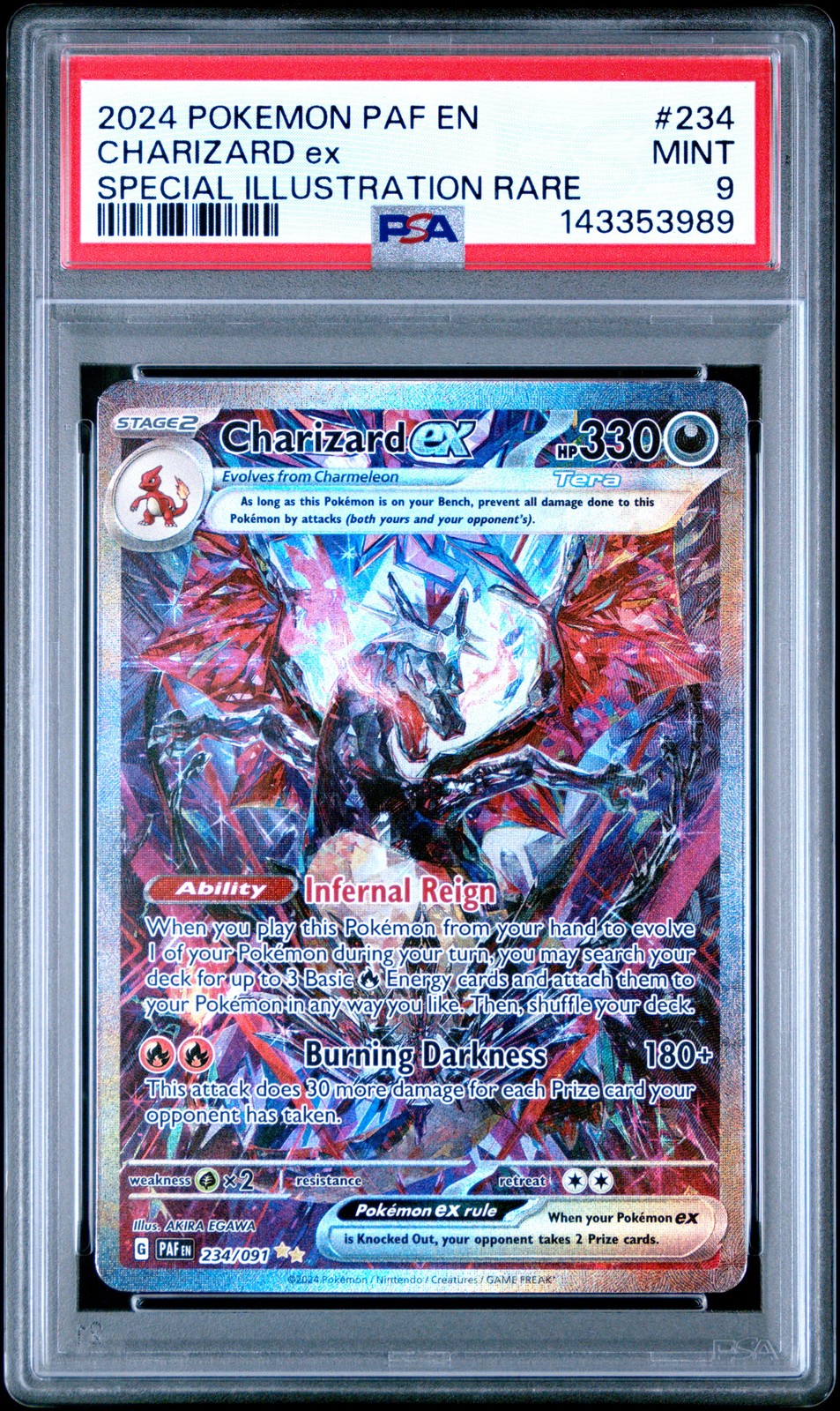2024 POKEMON PAF EN-PALDEAN FATES SPECIAL ILLUSTRATION RARE CHARIZARD EX PSA 9 - Image 1