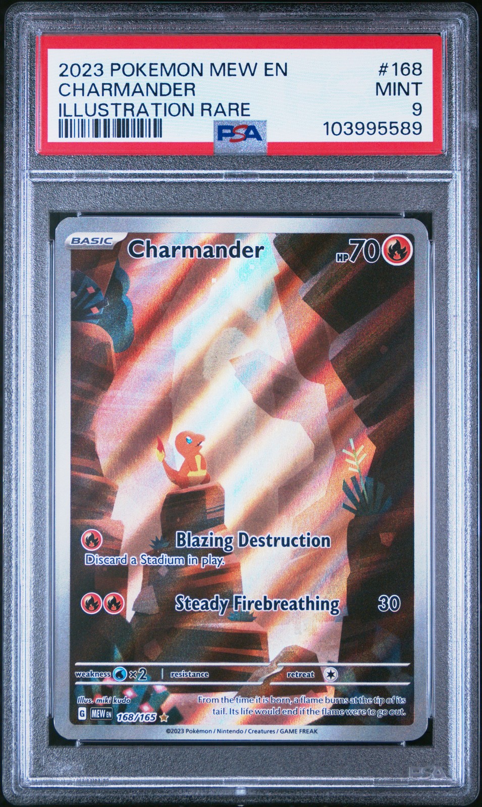 2023 POKEMON MEW EN-151 ILLUSTRATION RARE #168 CHARMANDER PSA 9