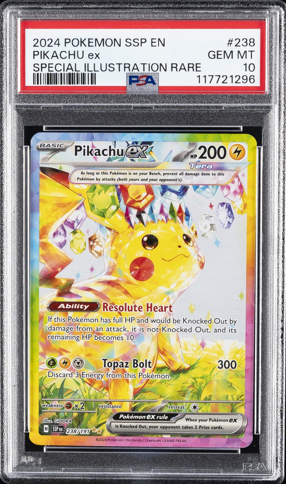 2024 POKEMON SSP EN-SURGING SPARKS SPECIAL ILLUSTRATION RARE PIKACHU EX PSA 10
