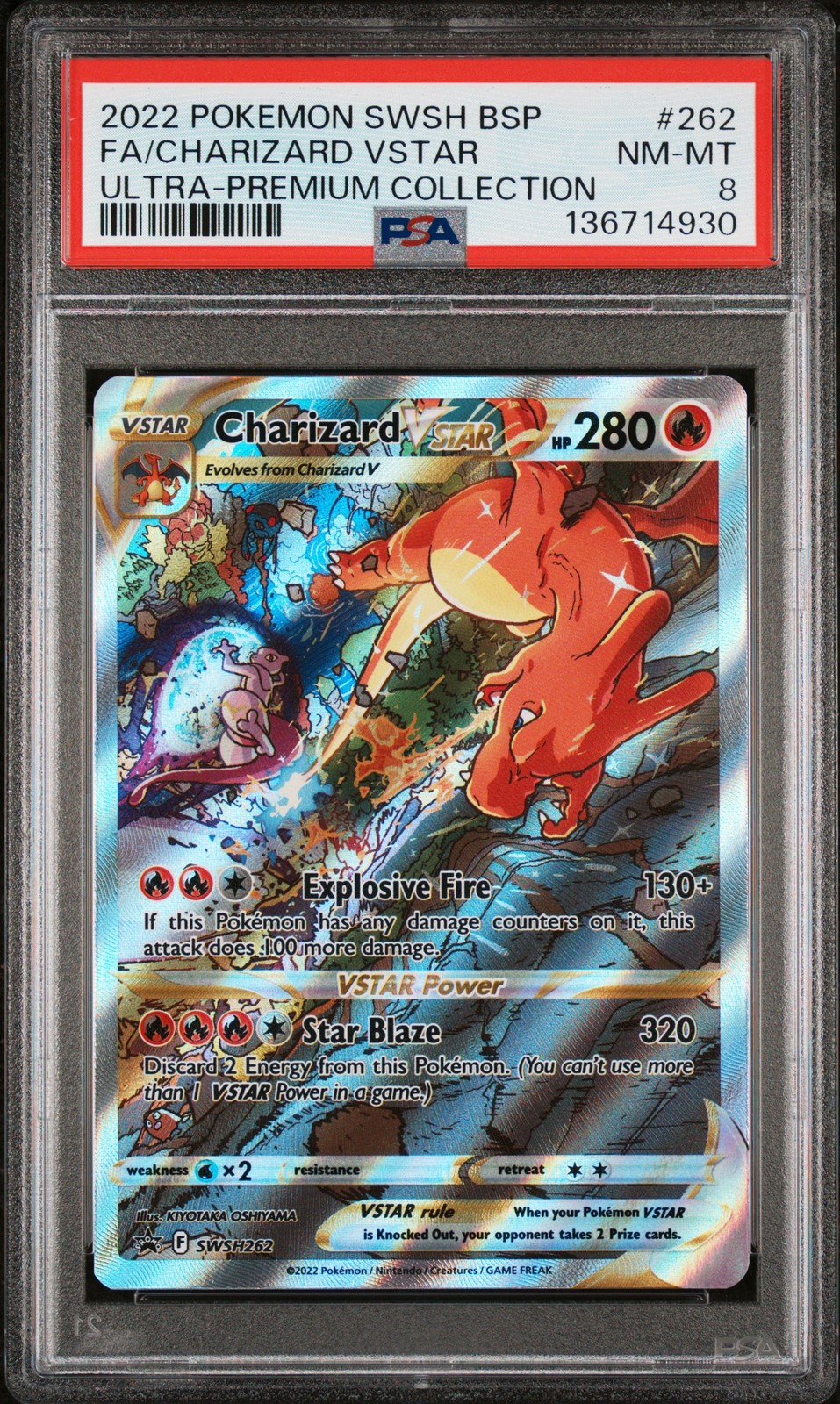 2022 POKEMON SWSH BLACK STAR PROMO #262 FULL ART/CHARIZARD VSTAR PSA 8 - Image 1