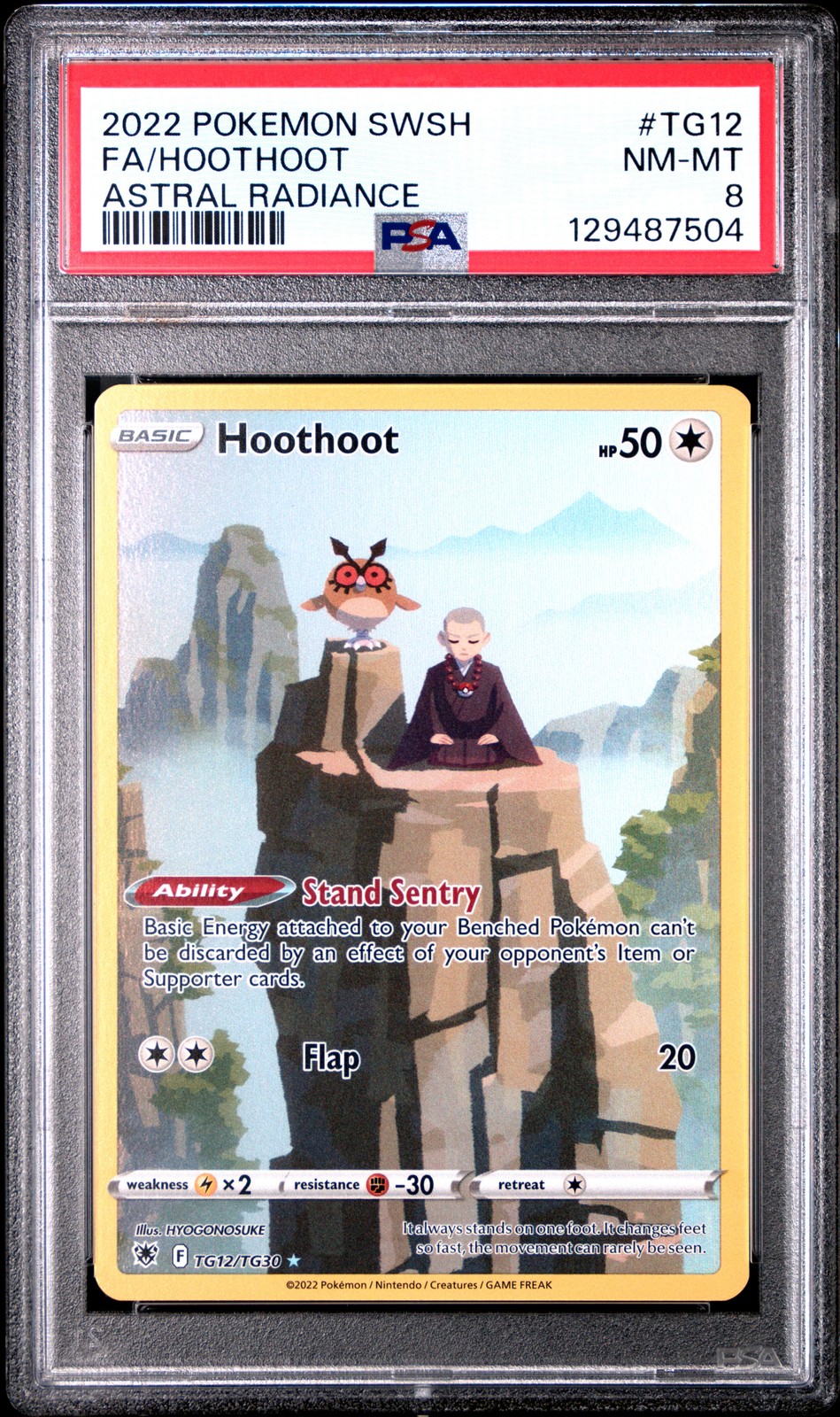 2022 POKEMON SWORD & SHIELD ASTRAL RADIANCE #TG12 FULL ART/HOOTHOOT PSA 8 - Image 1