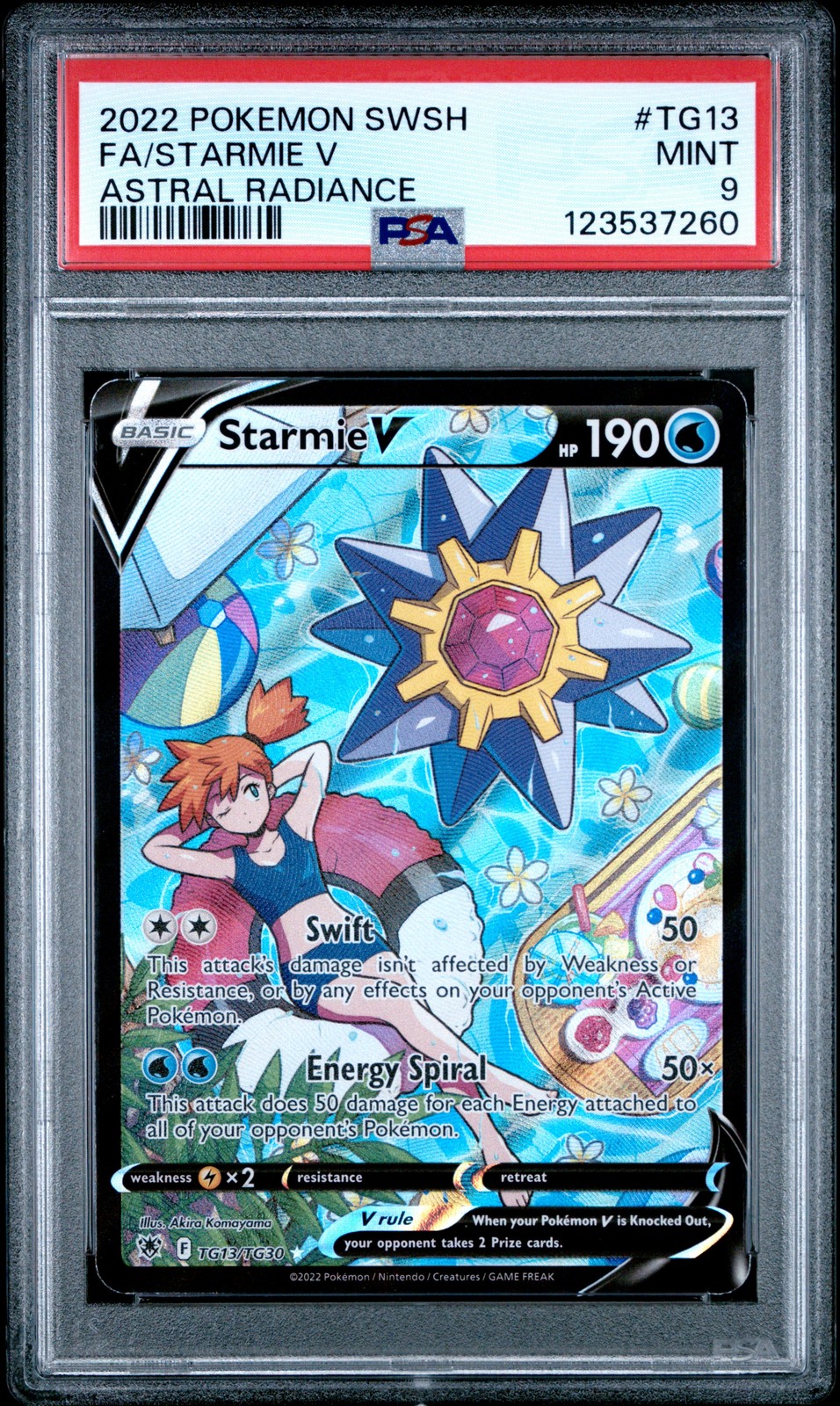 2022 POKEMON SWORD & SHIELD ASTRAL RADIANCE #TG13 FULL ART/STARMIE V PSA 9