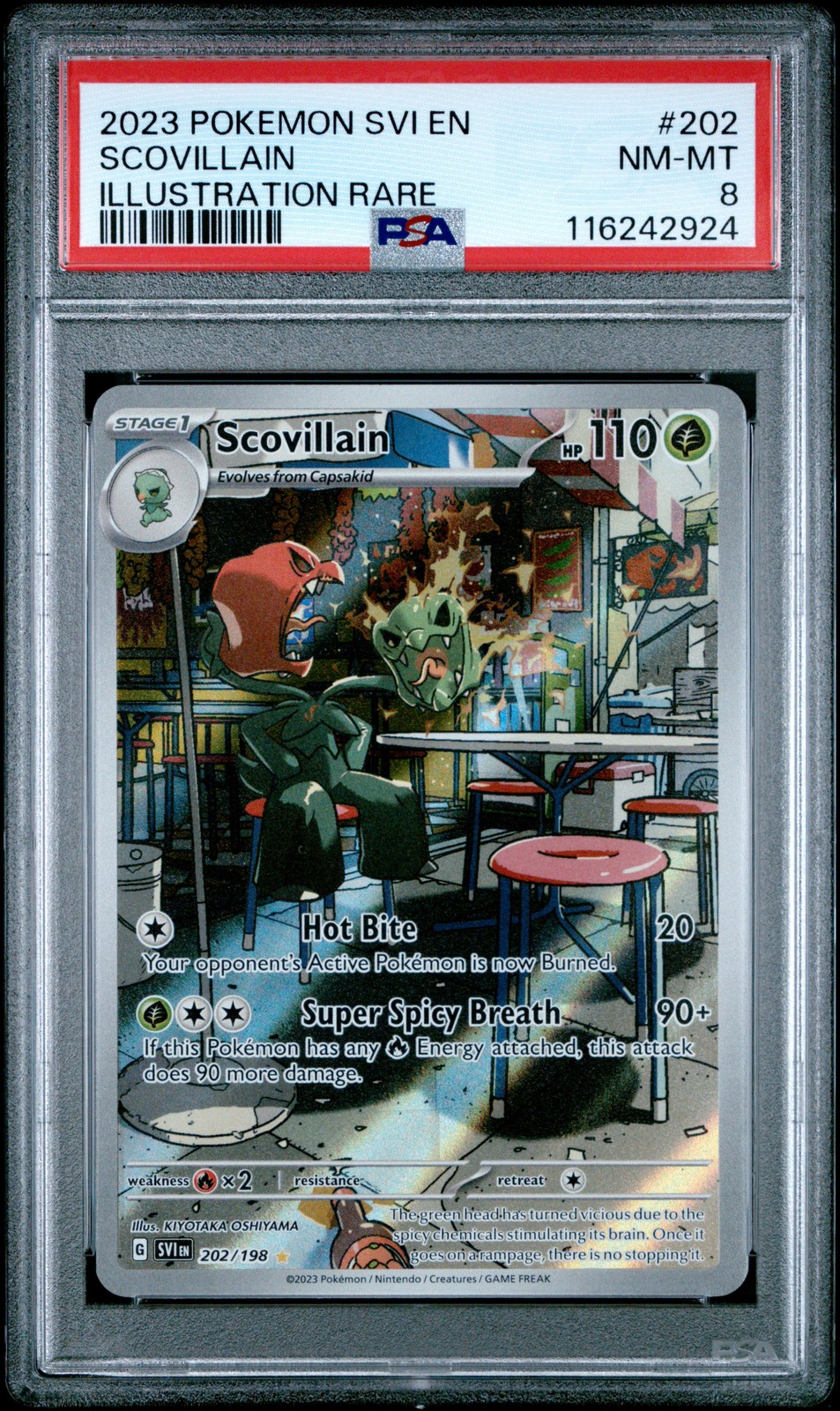 2023 POKEMON SVI EN-SCARLET & VIOLET ILLUSTRATION RARE #202 SCOVILLAIN PSA 8