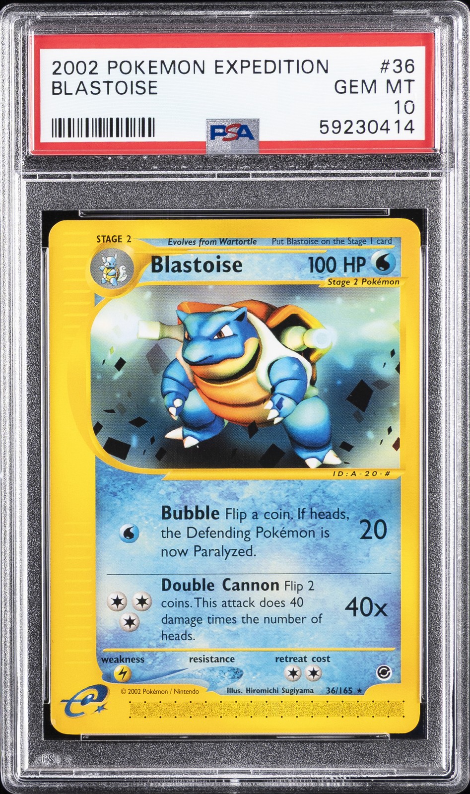 2002 POKEMON EXPEDITION #36 BLASTOISE PSA 10