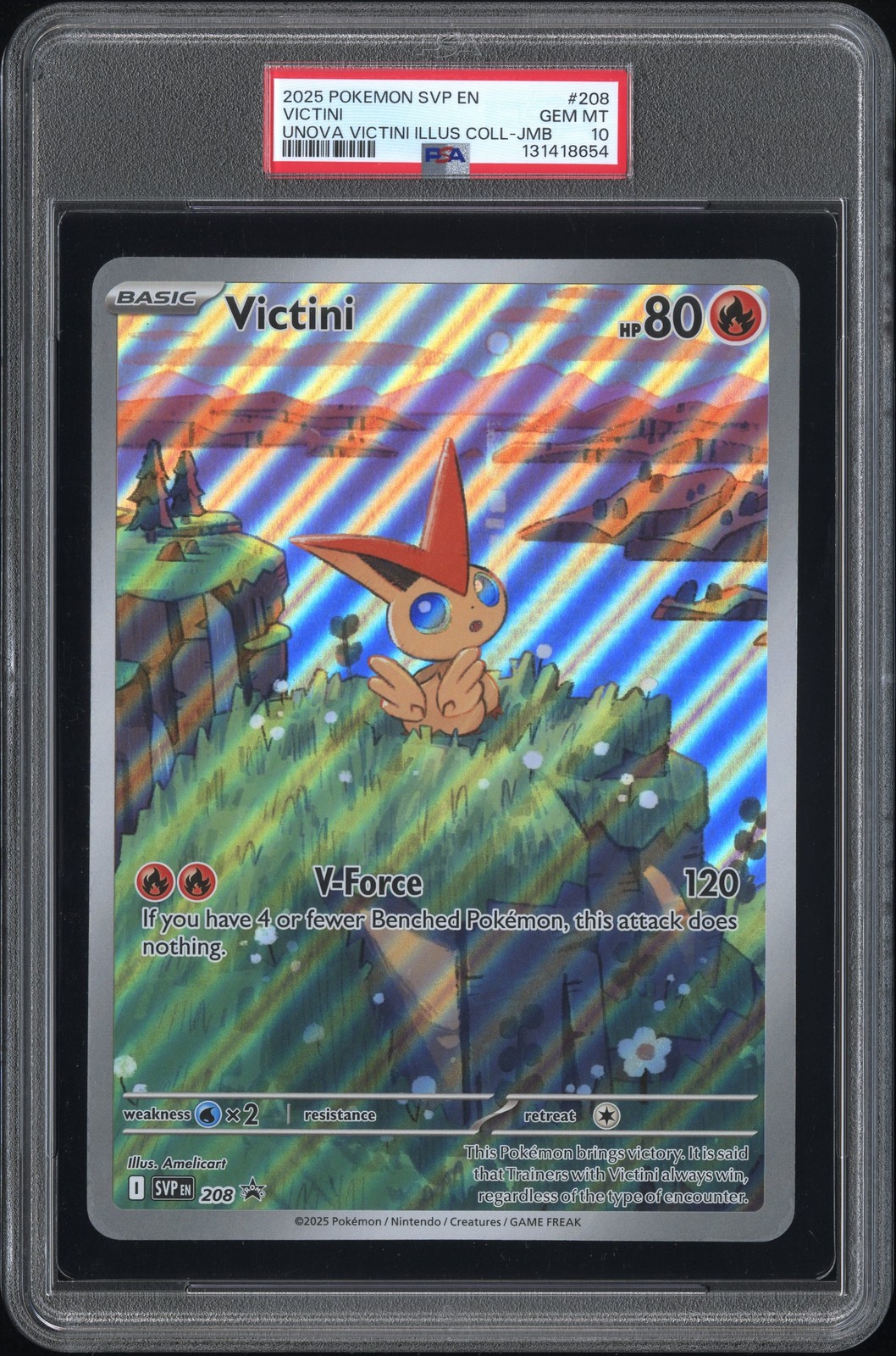 2025 POKEMON SVP EN-SV BLACK STAR PROMO #208 VICTINI PSA 10 - Image 1