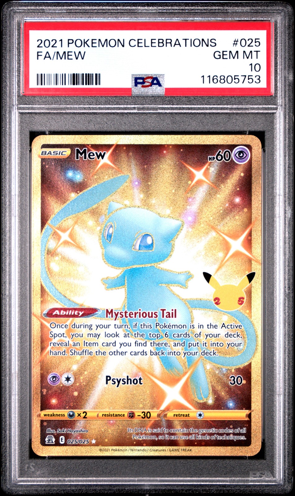 2021 POKEMON CELEBRATIONS #025 FULL ART/MEW PSA 10 - Image 1