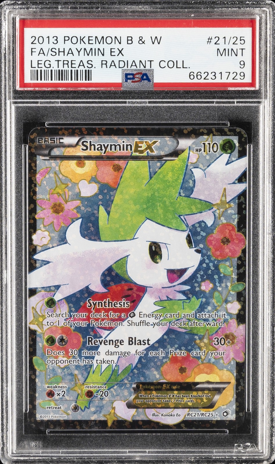 2013 POKEMON B&W LEGEND TREASURES RADIANT COLL #RC21 FULL ART/SHAYMIN EX PSA 9