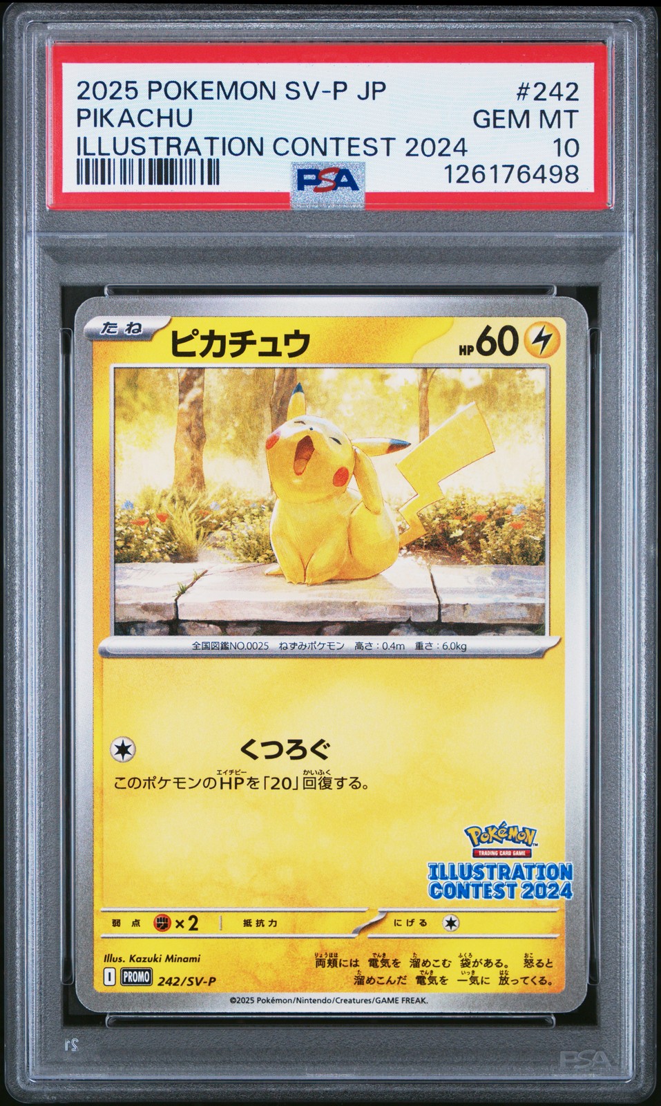 2025 POKEMON JPN SV-P PROMO ILLUSTRATION CONTEST 2024 #242 PIKACHU PSA 10 - Image 1