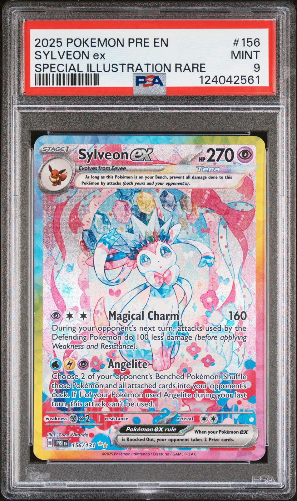 2025 POKEMON PRE EN-PRISMATIC EVOLUTIONS #156 SYLVEON EX PSA 9