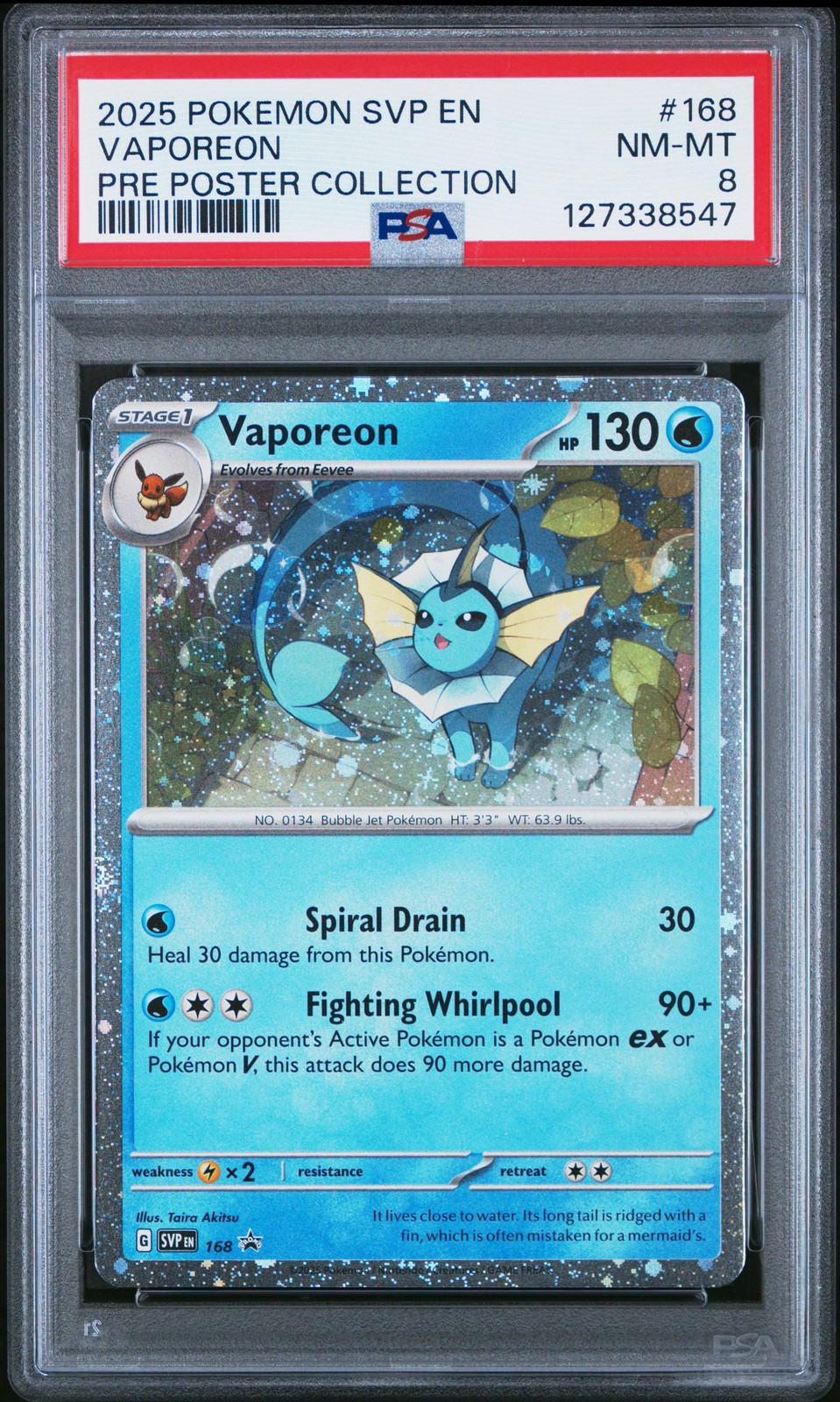 2025 POKEMON SVP EN-SV BLACK STAR PROMO #168 VAPOREON PSA 8