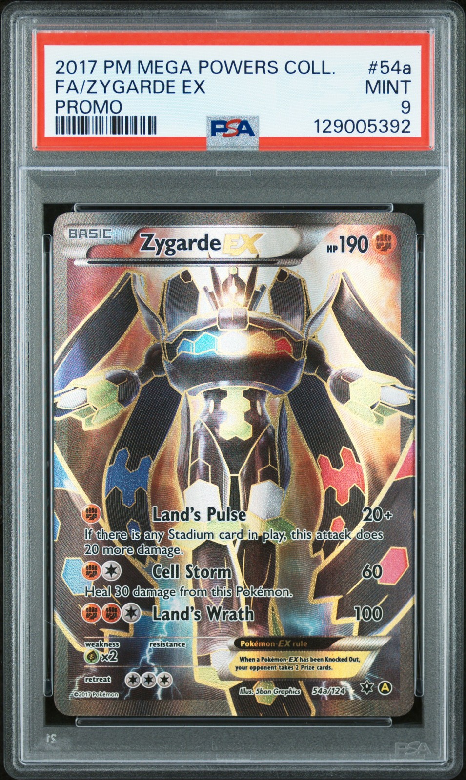 2017 POKEMON MEGA POWERS COLL PROMO #54A FULL ART/ZYGARDE EX PSA 9