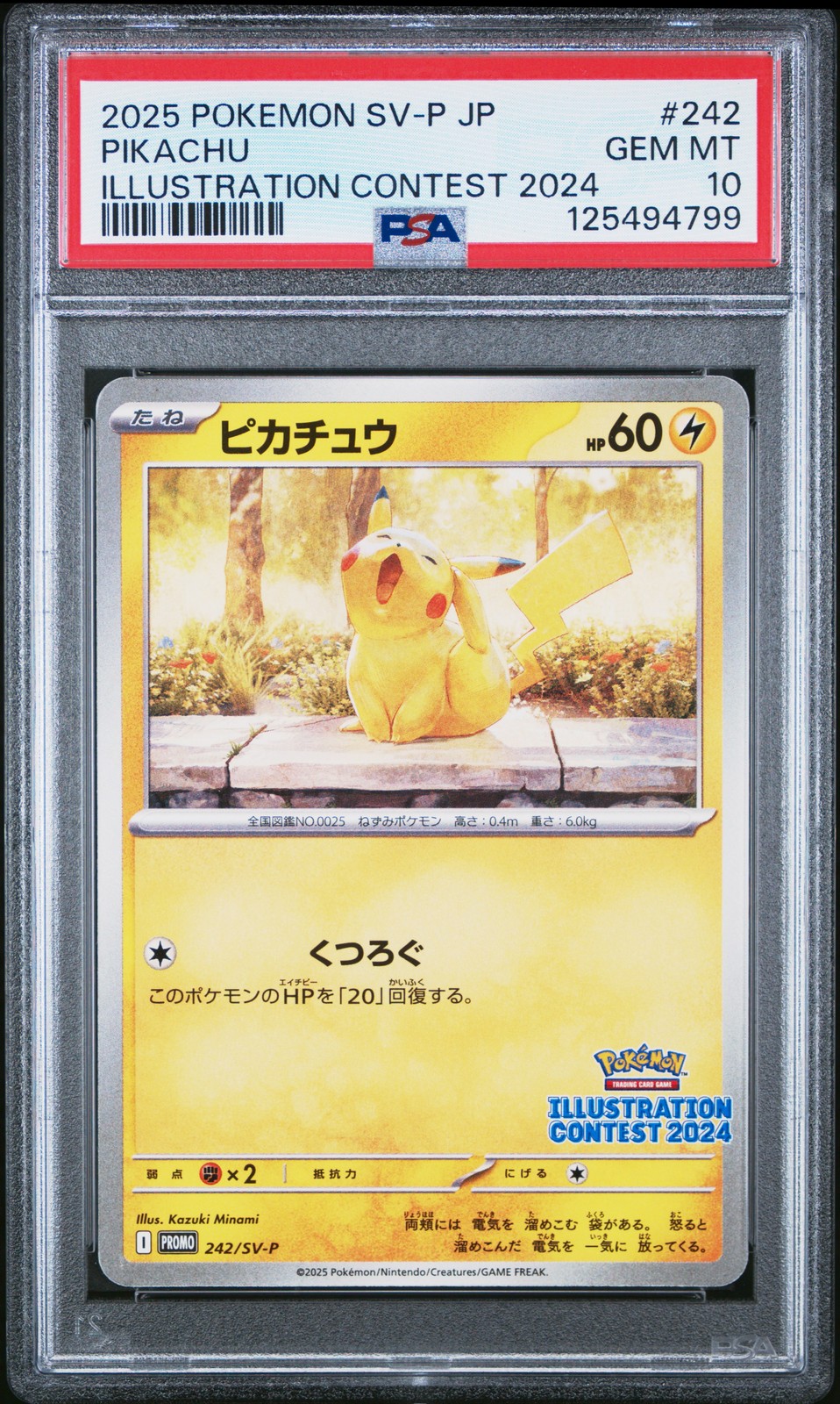 2025 POKEMON JPN SV-P PROMO ILLUSTRATION CONTEST 2024 #242 PIKACHU PSA 10 - Image 1