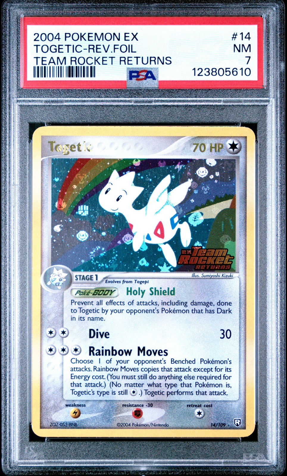 2004 POKEMON EX TEAM ROCKET RETURNS #14 TOGETIC-REVERSE FOIL PSA 7