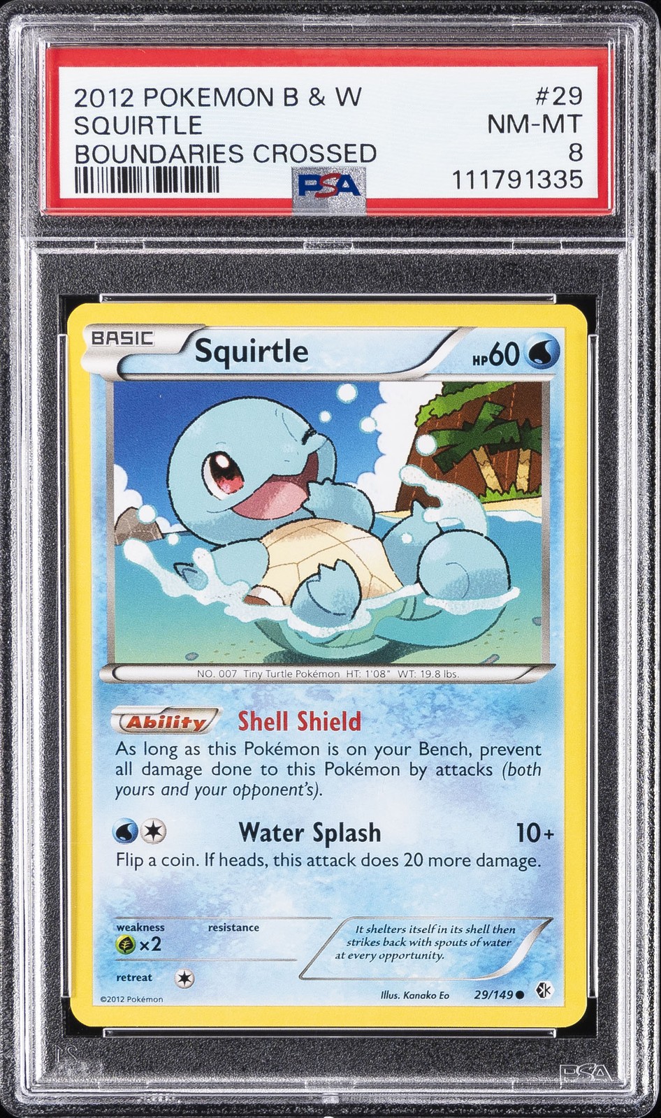 2012 POKEMON B&W BOUNDARIES CROSSED #29 SQUIRTLE PSA 8