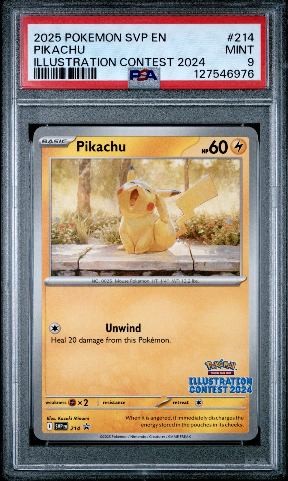 2025 POKEMON SVP EN-SV BLACK STAR PROMO ILLUSTRATION CONTEST 2024 PIKACHU PSA 9 - Image 1