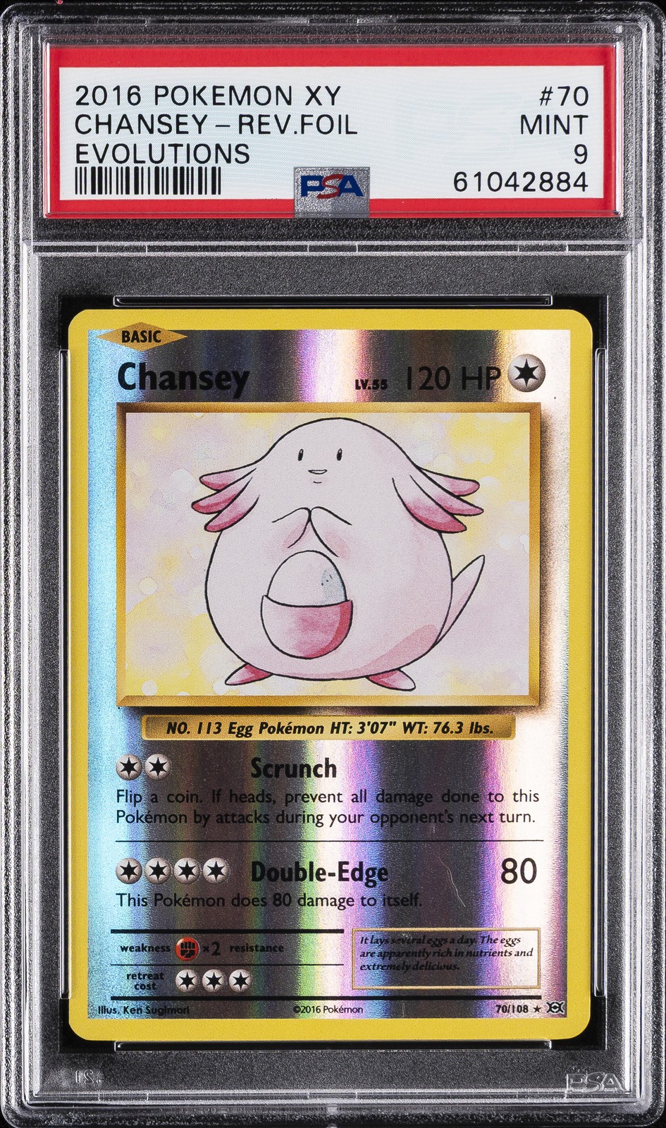 2016 POKEMON XY EVOLUTIONS #70 CHANSEY-REVERSE FOIL PSA 9